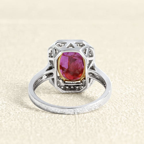 Bague 54 Bague en or blanc et jaune, rubis et diamants 58 Facettes 61200051
