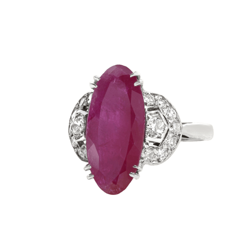 Bague 50 Bague en or blanc, rubis et diamants 58 Facettes 61200063