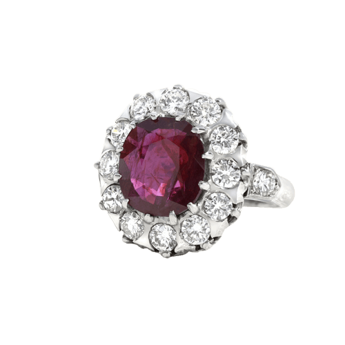 Bague Bague en or blanc, rubis et diamants 58 Facettes 61200061