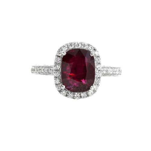 Bague 54 Bague en or blanc, rubis et diamants 58 Facettes 61200046