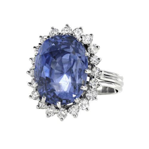 Bague 54 Bague en or blanc, saphir et diamants 58 Facettes 61100118