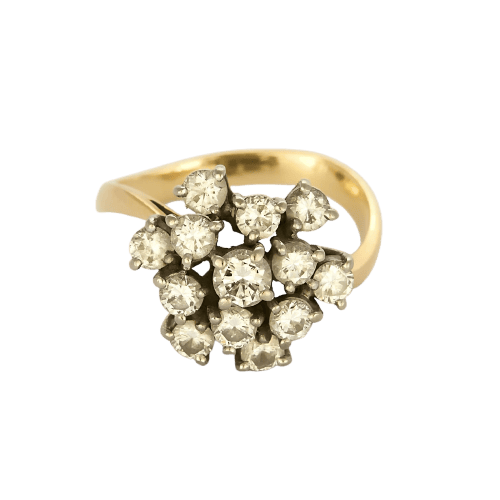 Bague 48 Bague rétro en or jaune et or blanc avec diamants 58 Facettes B260290