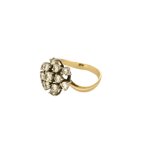 Bague 48 Bague rétro en or jaune et or blanc avec diamants 58 Facettes B260290