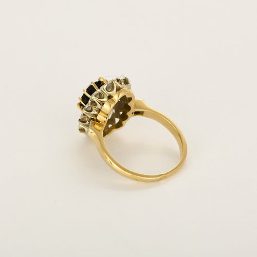 Bague 52 Bague marguerite en or jaune et or gris, saphir et diamants 58 Facettes B260245