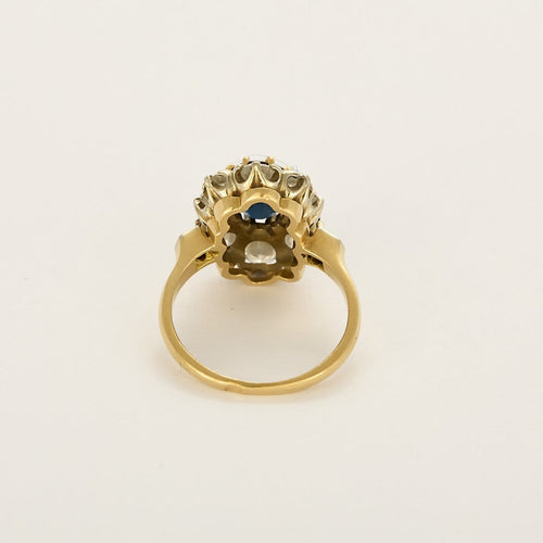Bague 52 Bague marguerite en or jaune et or gris, saphir et diamants 58 Facettes B260245