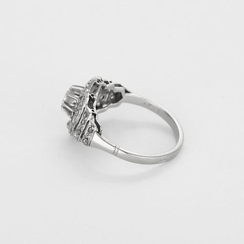 Bague 53 Bague en platine et or gris avec diamants taille ancienne et rose 58 Facettes B240033