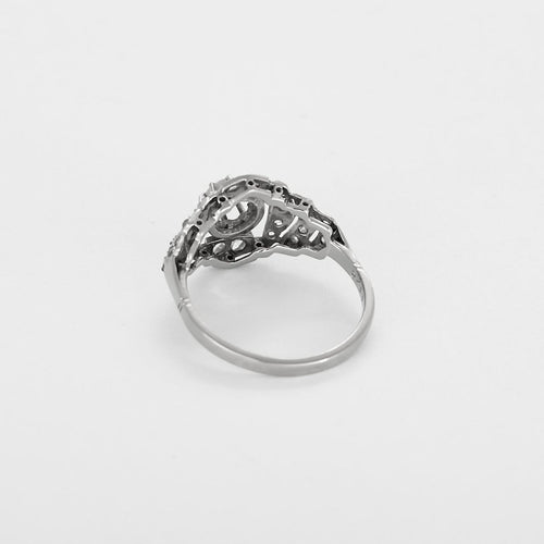Bague 53 Bague en platine et or gris avec diamants taille ancienne et rose 58 Facettes B240033
