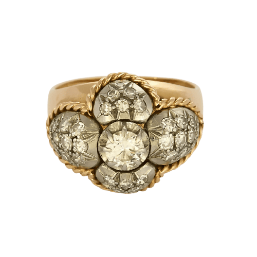 Bague 57 Bague Dôme en platine, or jaune et diamants 58 Facettes B260294