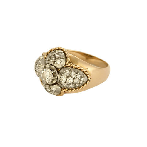Bague 57 Bague Dôme en platine, or jaune et diamants 58 Facettes B260294