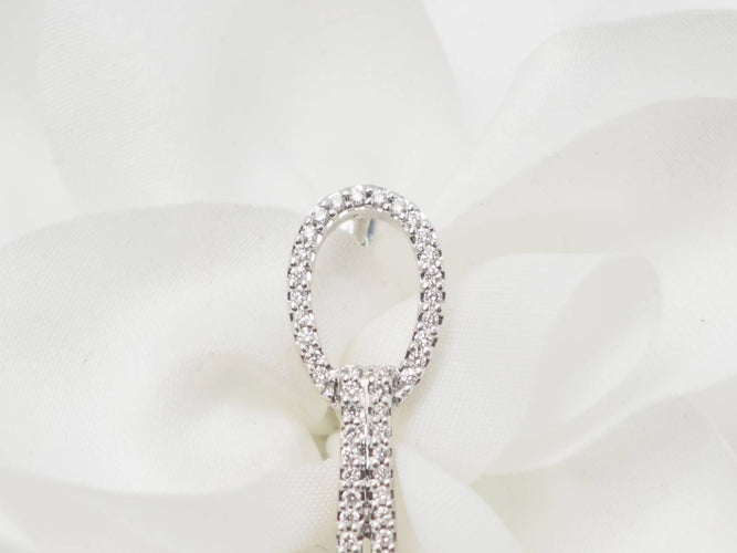 Boucles d'oreilles Boucles d'oreilles pendantes en or blanc, diamants et perles de culture 58 Facettes 33102