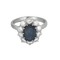 Bague 49 Bague marguerite en or gris, saphir et diamants 58 Facettes B260338