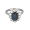 Bague marguerite en or gris, saphir et diamants