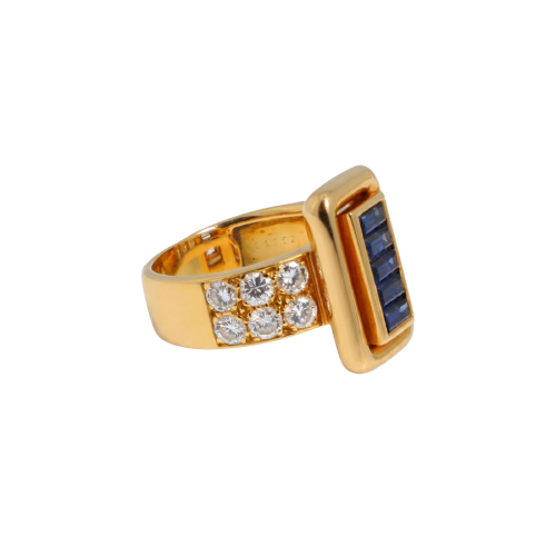 Mauboussin - Bague en or jaune, saphirs et diamants