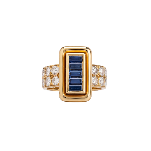 Mauboussin - Bague en or jaune, saphirs et diamants