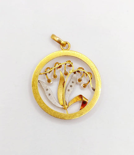 Pendentif Pendentif Art nouveau brin de muguet en or 18k, perles et diamants 58 Facettes A07276