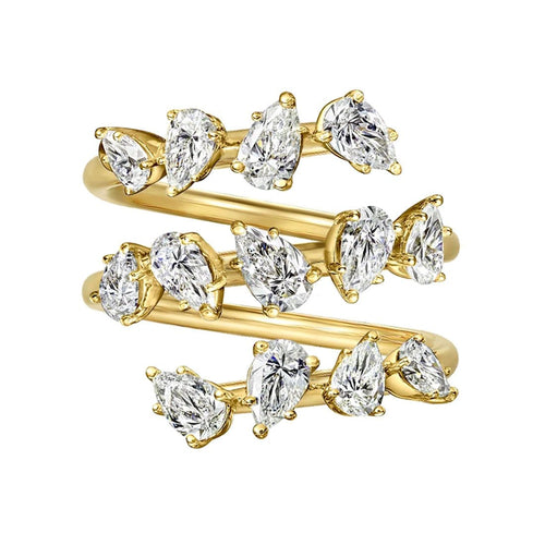 Bague 53 AITCHES Teide - Bague enveloppante en or 18 carats et diamants poire 58 Facettes GBR1069YG