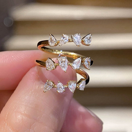 Bague 53 AITCHES Teide - Bague enveloppante en or 18 carats et diamants poire 58 Facettes GBR1069YG