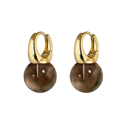 Boucles d'oreilles Jullie - Boucles d'oreilles boules en quartz brun 58 Facettes SER1038YG