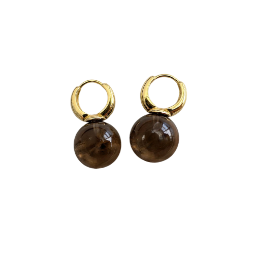 Jullie - Boucles d'oreilles boule en quartz brun
