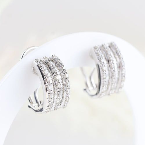 Boucles d'oreilles Boucles d'oreilles créoles en or blanc 18K et diamants 1,17 ct 58 Facettes D-66607