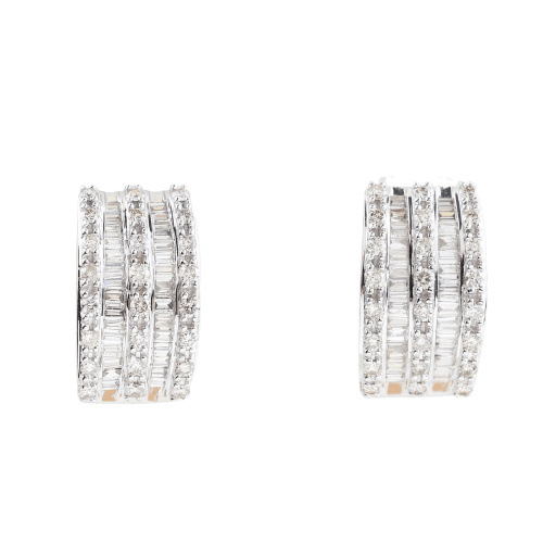 Boucles d'oreilles Boucles d'oreilles créoles en or blanc 18K et diamants 1,17 ct 58 Facettes D-66607