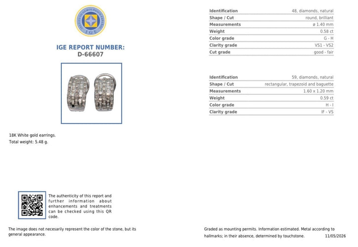 Boucles d'oreilles Boucles d'oreilles créoles en or blanc 18K et diamants 1,17 ct 58 Facettes D-66607