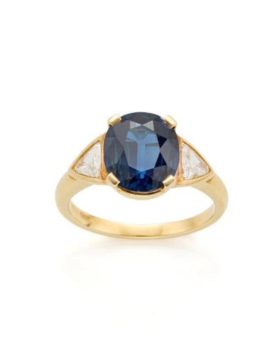 Bague 53 Bague en or jaune, saphir et diamants 58 Facettes atya
