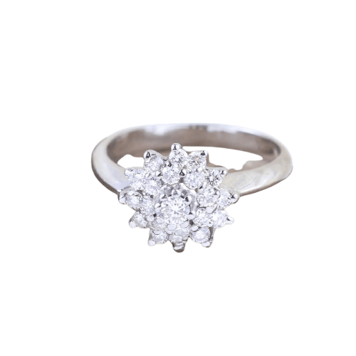 Bague 54 Bague marguerite en or blanc 18K et diamants 58 Facettes D-66599