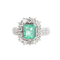 Bague 55 Bague cluster en or blanc et jaune 18K, émeraude colombienne et diamants 58 Facettes D-66593