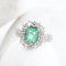 Bague 55 Bague cluster en or blanc et jaune 18K, émeraude colombienne et diamants 58 Facettes D-66593