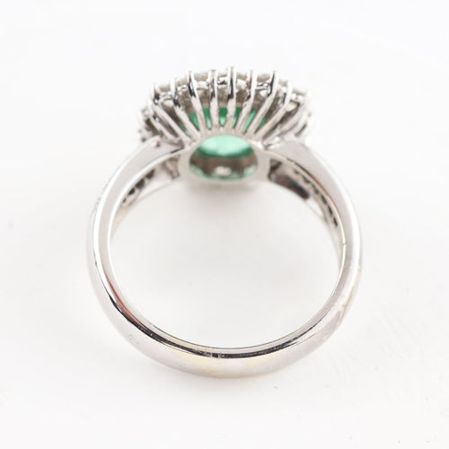 Bague 55 Bague cluster en or blanc et jaune 18K, émeraude colombienne et diamants 58 Facettes D-66593