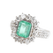 Bague 55 Bague cluster en or blanc et jaune 18K, émeraude colombienne et diamants 58 Facettes D-66593