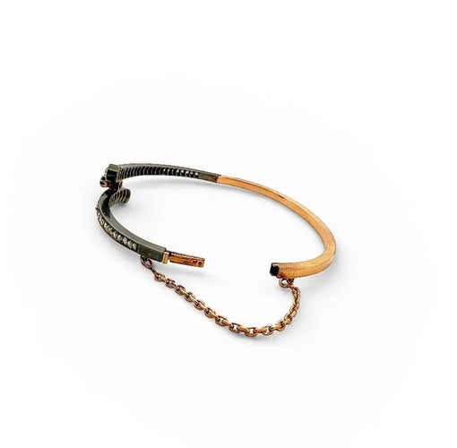 Bracelet Bracelet jonc XIXe siècle en or 18 carats, argent, diamants et saphir 58 Facettes Nap