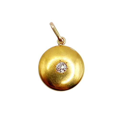 Pendentif cible Art déco en or 18K et diamant taille ancienne