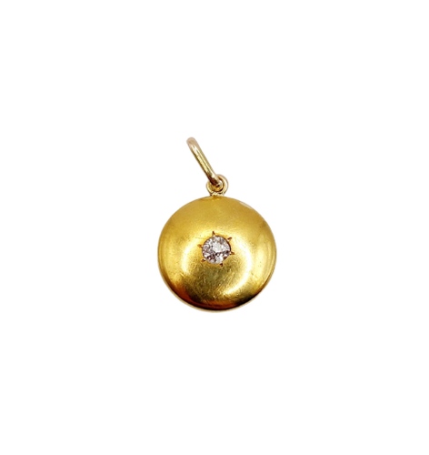 Pendentif cible Art déco en or 18K et diamant taille ancienne