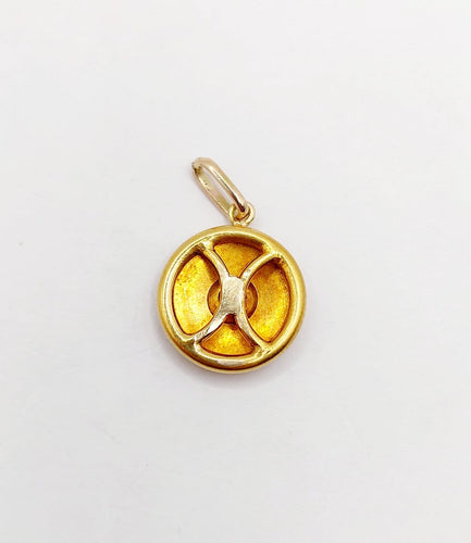 Pendentif Pendentif cible Art déco en or 18K et diamant taille ancienne 58 Facettes A07273
