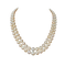 Collier deux rangs en or, platine, perles Akoya et diamants