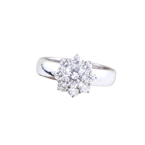 Bague cluster en or blanc 18K et diamants