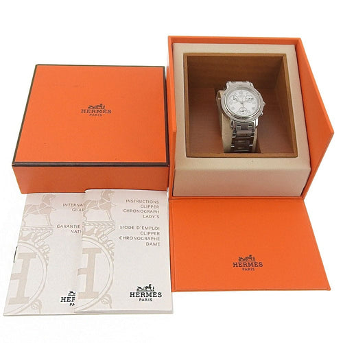 Montre Hermès Clipper - Montre chronographe quartz en acier inoxydable 58 Facettes vr9wztdeks