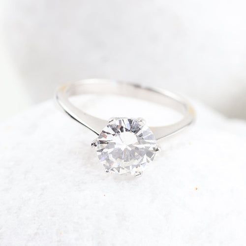 Bague 55 Solitaire - Bague en or blanc 18K et diamant 1,84 ct 58 Facettes D-66592