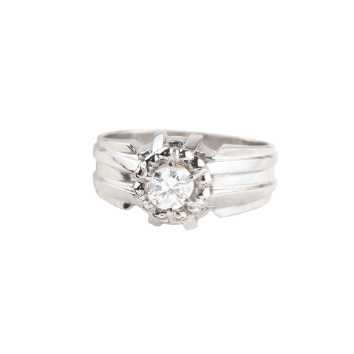 Bague 57 Bague homme en or blanc 18K et diamant 0,60 ct 58 Facettes D-66602