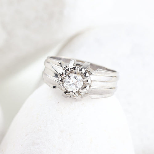 Bague 57 Bague homme en or blanc 18K et diamant 0,60 ct 58 Facettes D-66602
