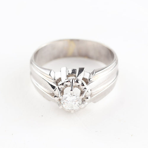 Bague 57 Bague homme en or blanc 18K et diamant 0,60 ct 58 Facettes D-66602