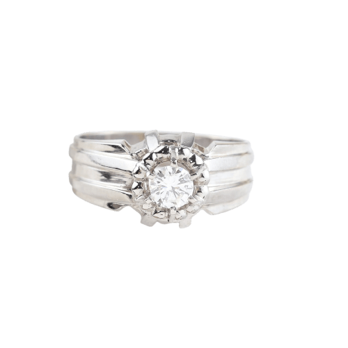 Bague 57 Bague homme en or blanc 18K et diamant 0,60 ct 58 Facettes D-66602