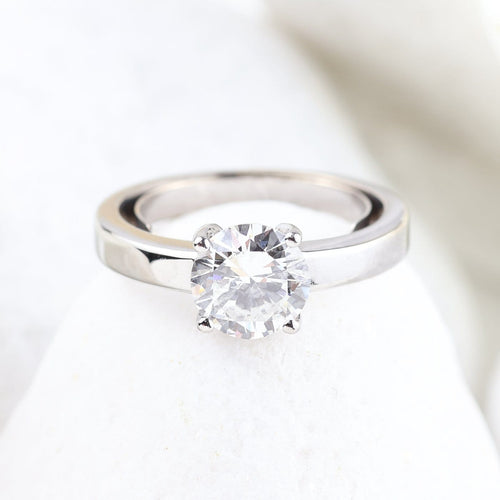 Bague 54 Solitaire - Bague en or blanc 18K et diamant naturel 1,72 ct 58 Facettes D-66591