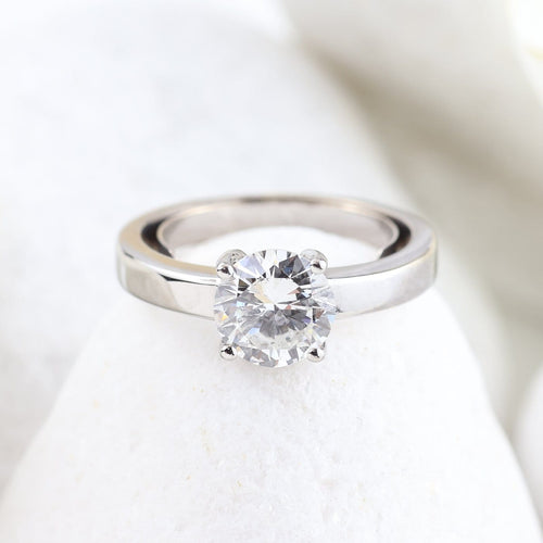 Bague 54 Solitaire - Bague en or blanc 18K et diamant naturel 1,72 ct 58 Facettes D-66591
