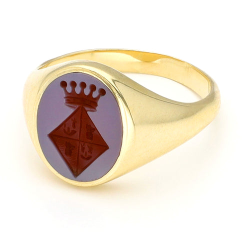 Bague 51 Bague chevalière armoriée en or jaune 14k et agate 58 Facettes 8F4B61B5E0D343AC80C10BFCF36B5B53
