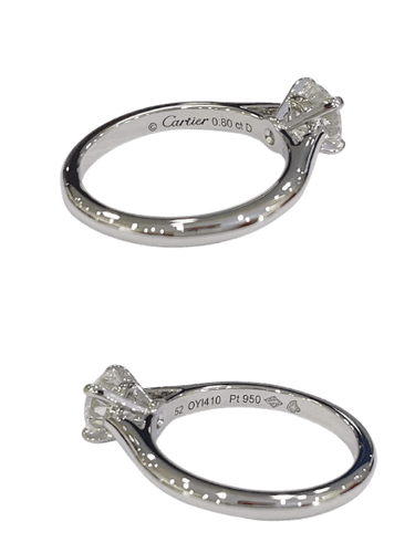 Bague 52 Cartier 1895 - Bague en platine et diamant 0,8 ct 58 Facettes jnci81