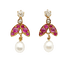 Boucles d'oreilles Puces d'oreilles vintage en or 18K, diamants, rubis et perles 58 Facettes A07361