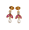 Boucles d'oreilles Puces d'oreilles vintage en or 18K, diamants, rubis et perles 58 Facettes A07361